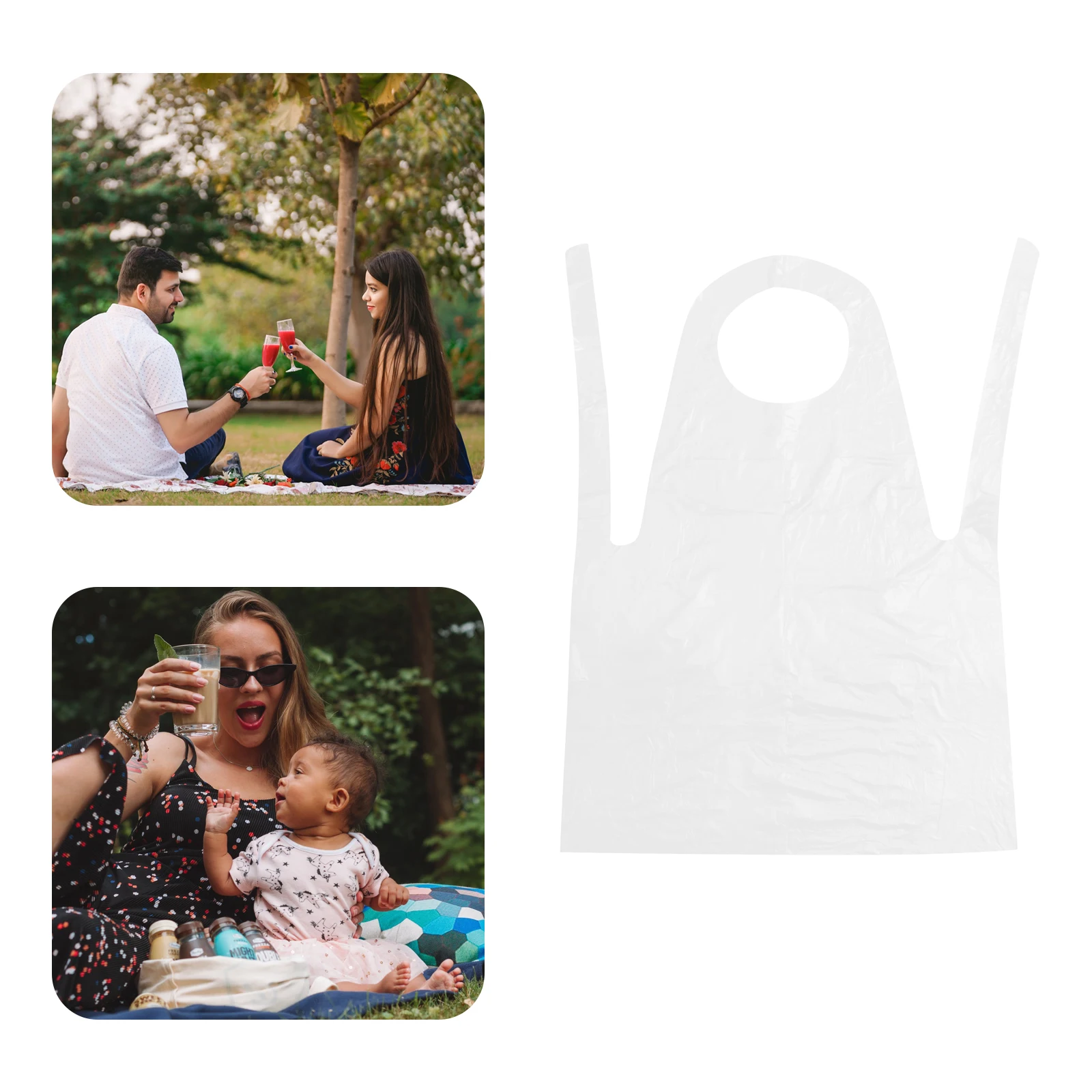 

50 Pcs Disposable Plastic Aprons Plastic Aprons Disposable Cooking Protective Clothes Anti Stain Easy Clean White