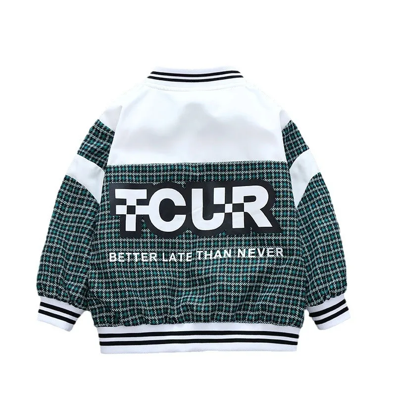 Odzież dziecięca Jesienna kolekcja chłopięca, stylowy płaszcz w kratę 2025 nowy styl duża kolekcja odzieży dziecięcej dla dziewczynek