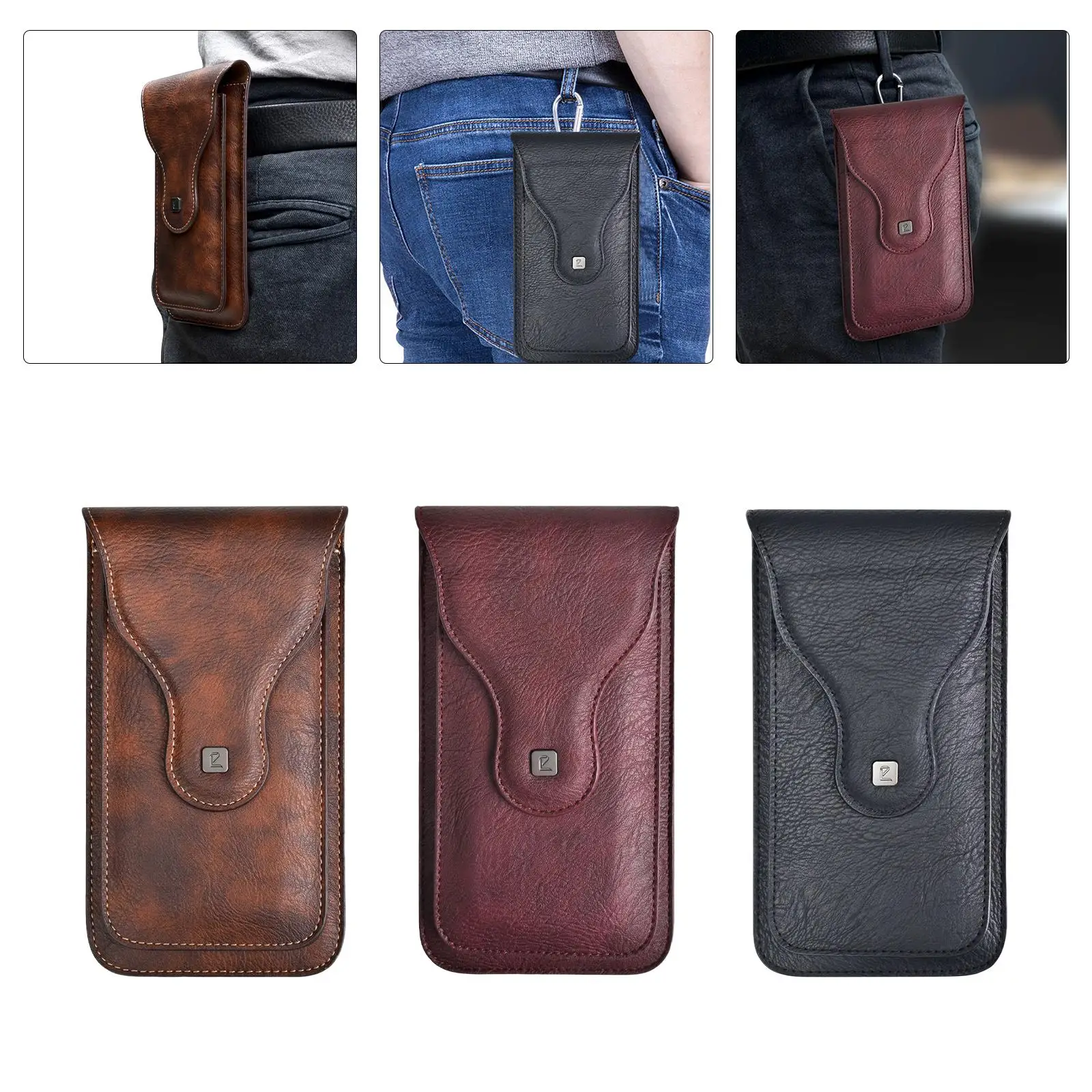 

Universal Leather Phone Holster Purse Wallet for Running Exercise Outdoor Sports Hiking Bag