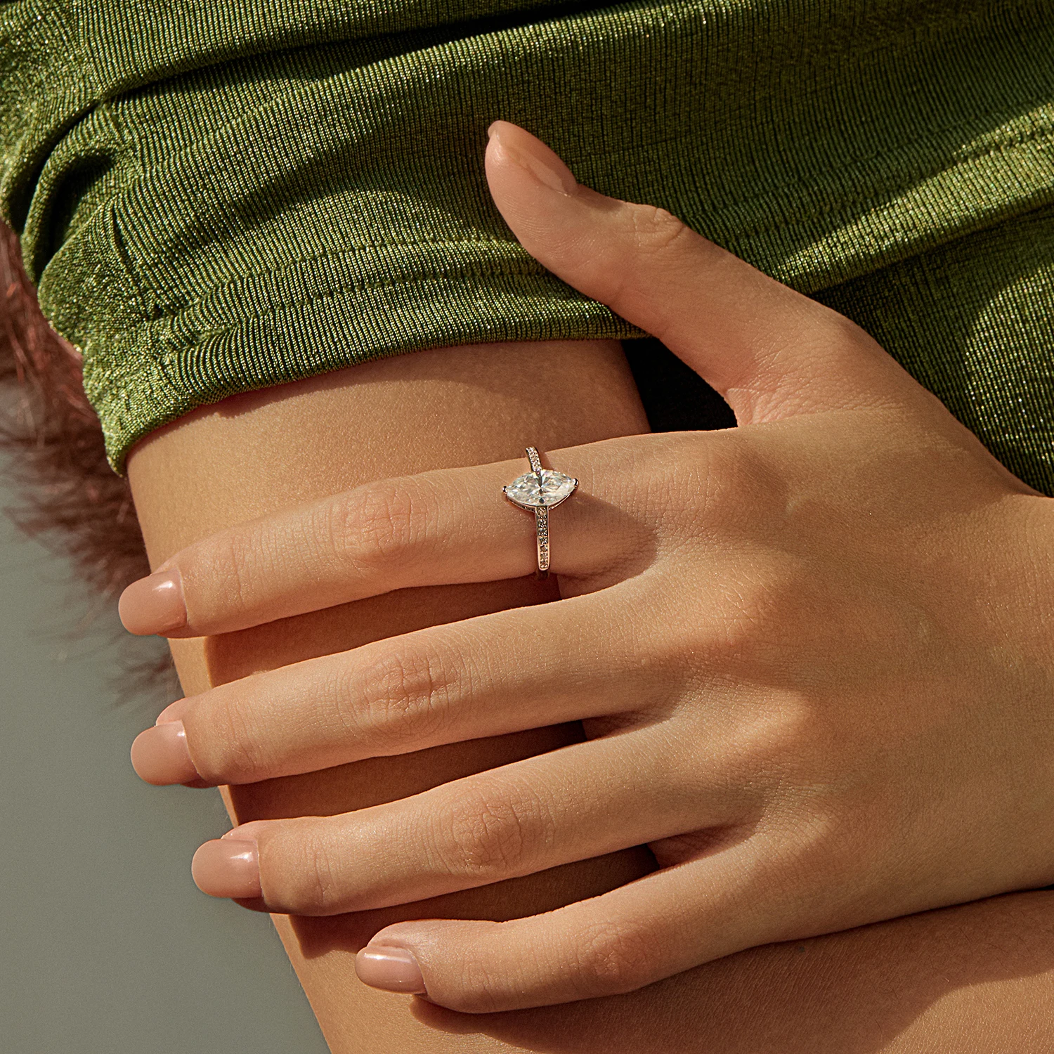MODIAN Marquise Cut D Color Moissanite Finger Rings 925 Sterling Silver Exquisite Wedding Engagement Ring For Women Fine Jewelry