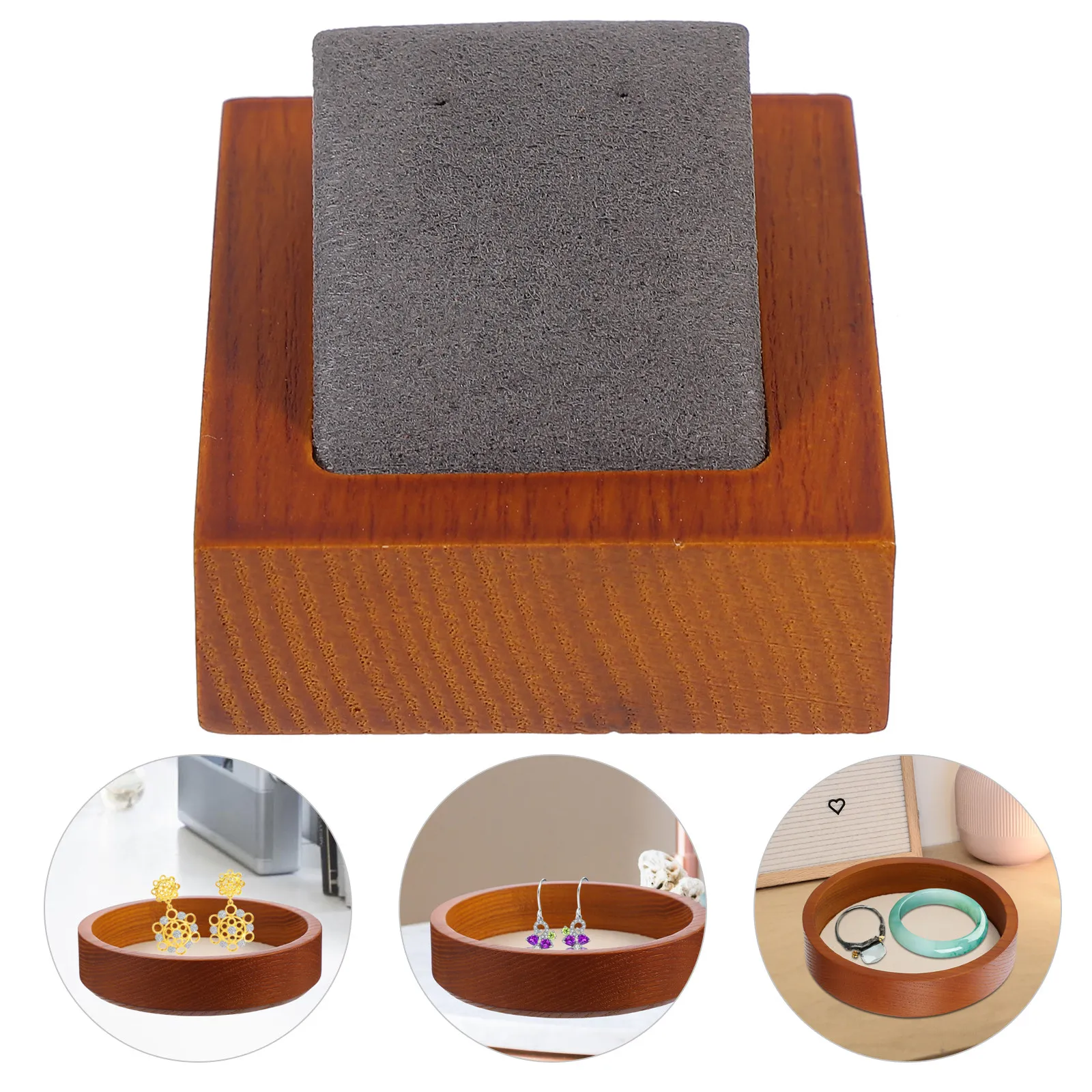 

Wooden Semi-Circular Jewelry Display Stand for Bracelets Bangles Rings Organizer Elegant Solid Wood Crafted Home Retail Trade