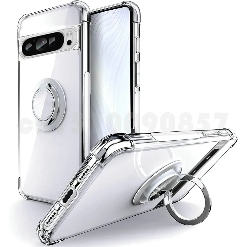 

Ring Holder Reinforced Corners Soft TPU Back Phone Shockproof Kickstand Case Cover for Google Pixel 9 Pixel9 Pro 9Pro XL