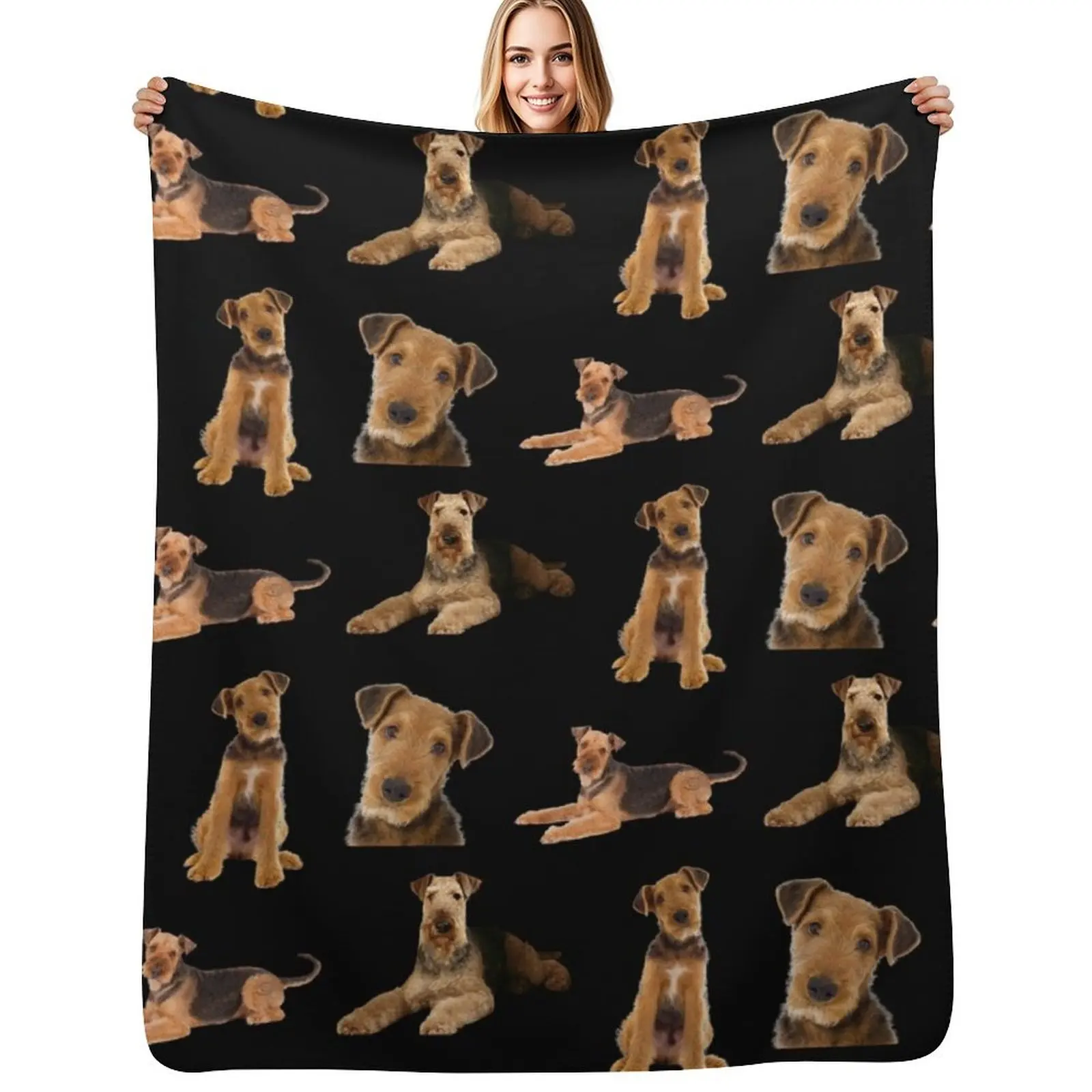 

Airedale Terrier Throw Blanket Comforter manga For Sofa Thin Soft Big Blankets
