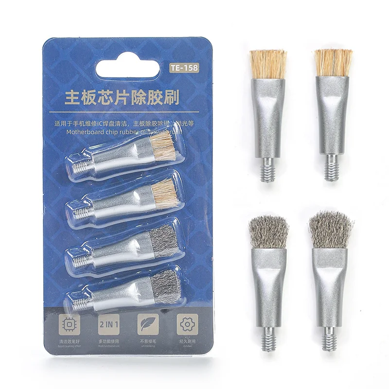TE-158 4in1 Motherboard IC Debonding Brush Steel Brush Replacement Head IC Pad Cleaning And Glue Removal And Tin Removal Tool