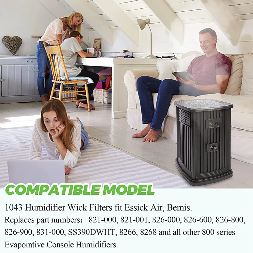 2 unidades 1043 umidificador super wick filtro de substituição para Aircare Bemis Essick compatível para 821000 826900   Filtros de umidificador
