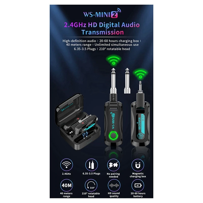 

DYJ-zpUpgrade 2.4G Guitar Wireless Transceiver System Low Latency Real-Time Transmission Guitar Wireless Transmitter