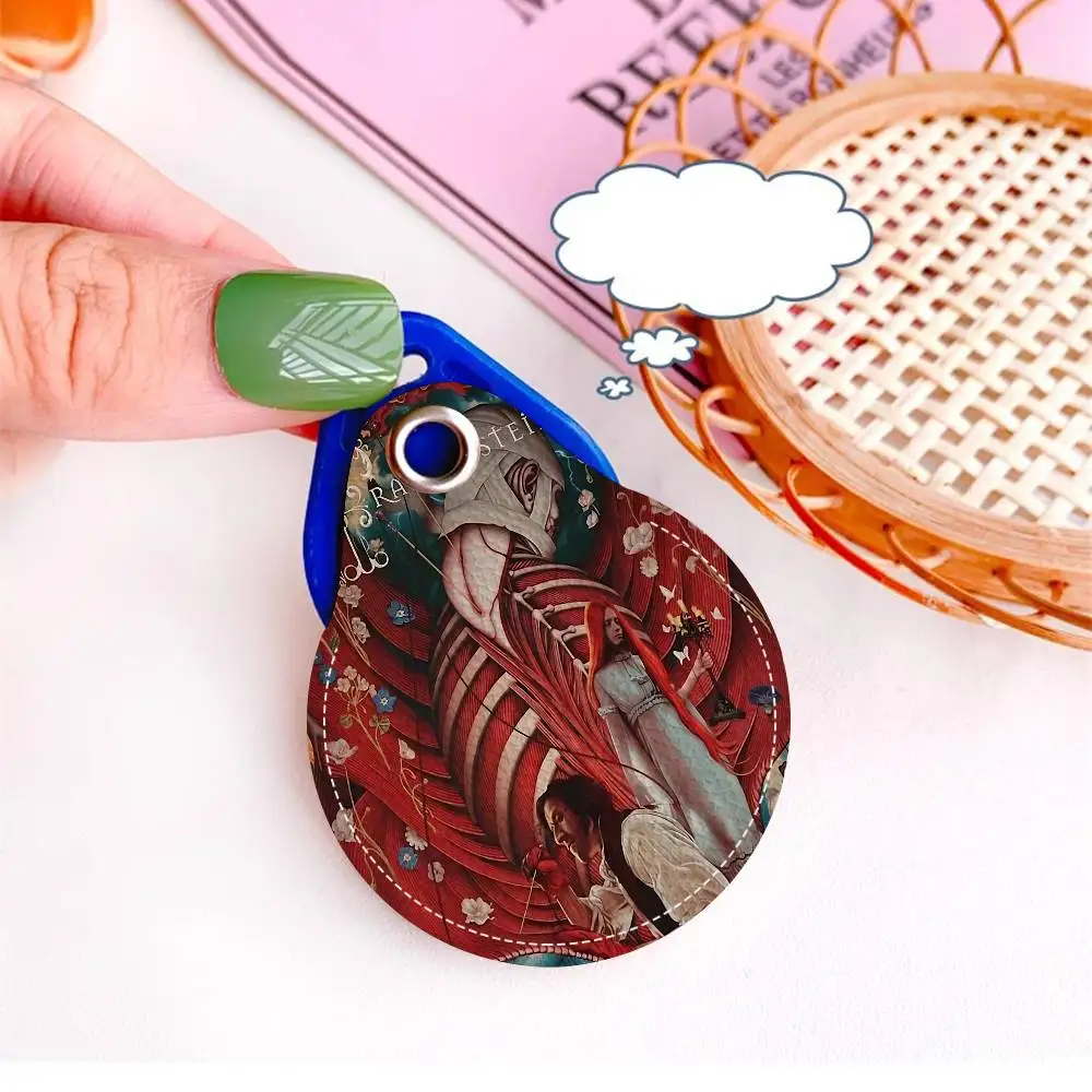 Frankenstein Film Canvas Printed 1PCS PU Leather Keychain Protective Case Door Lock Access Control Tags Card Bag Key Tag Ring