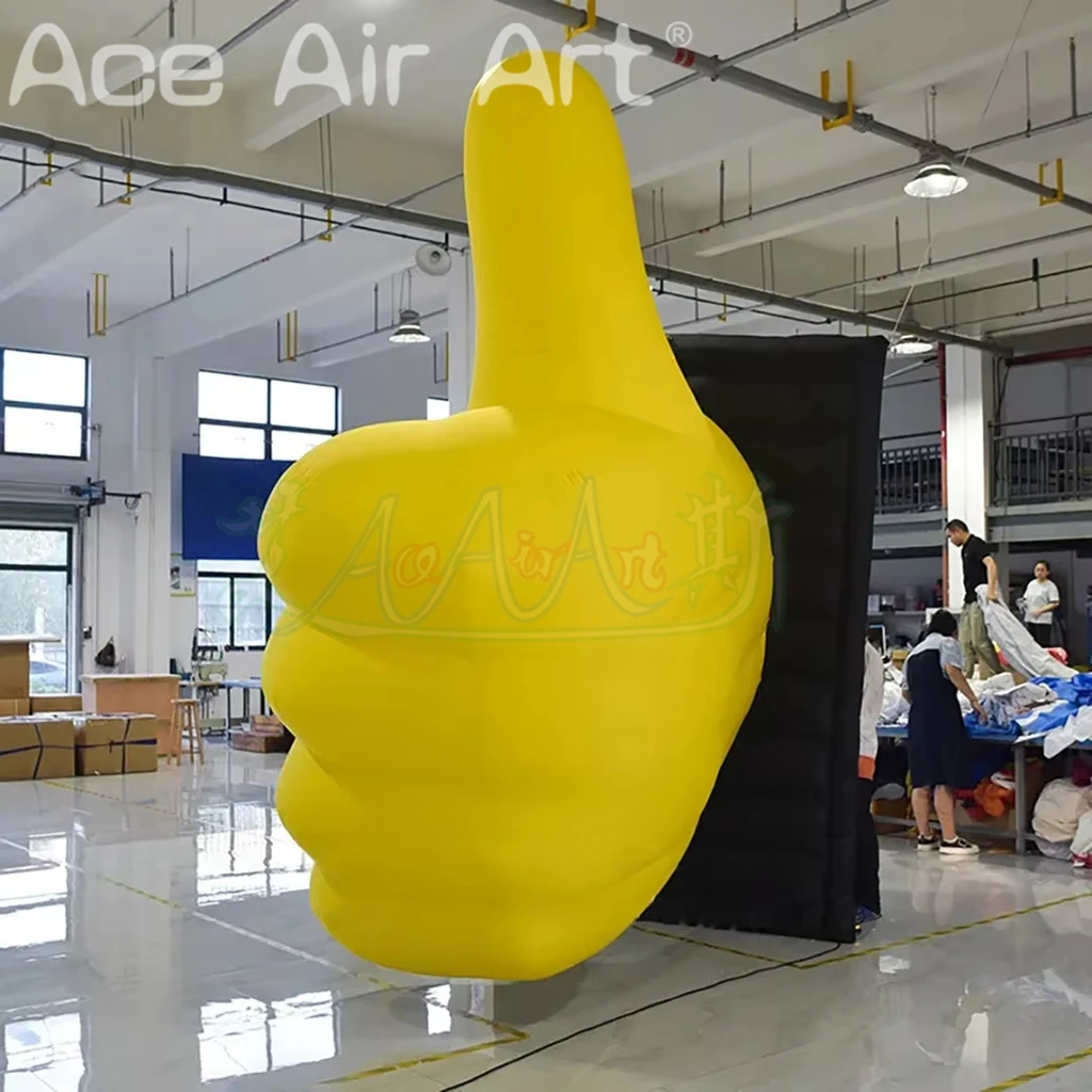 Giant Inflatable Cartoon Yellow Approval Hand For Sale Air Blow GOOD Gesture for Outdoor Event Promotion