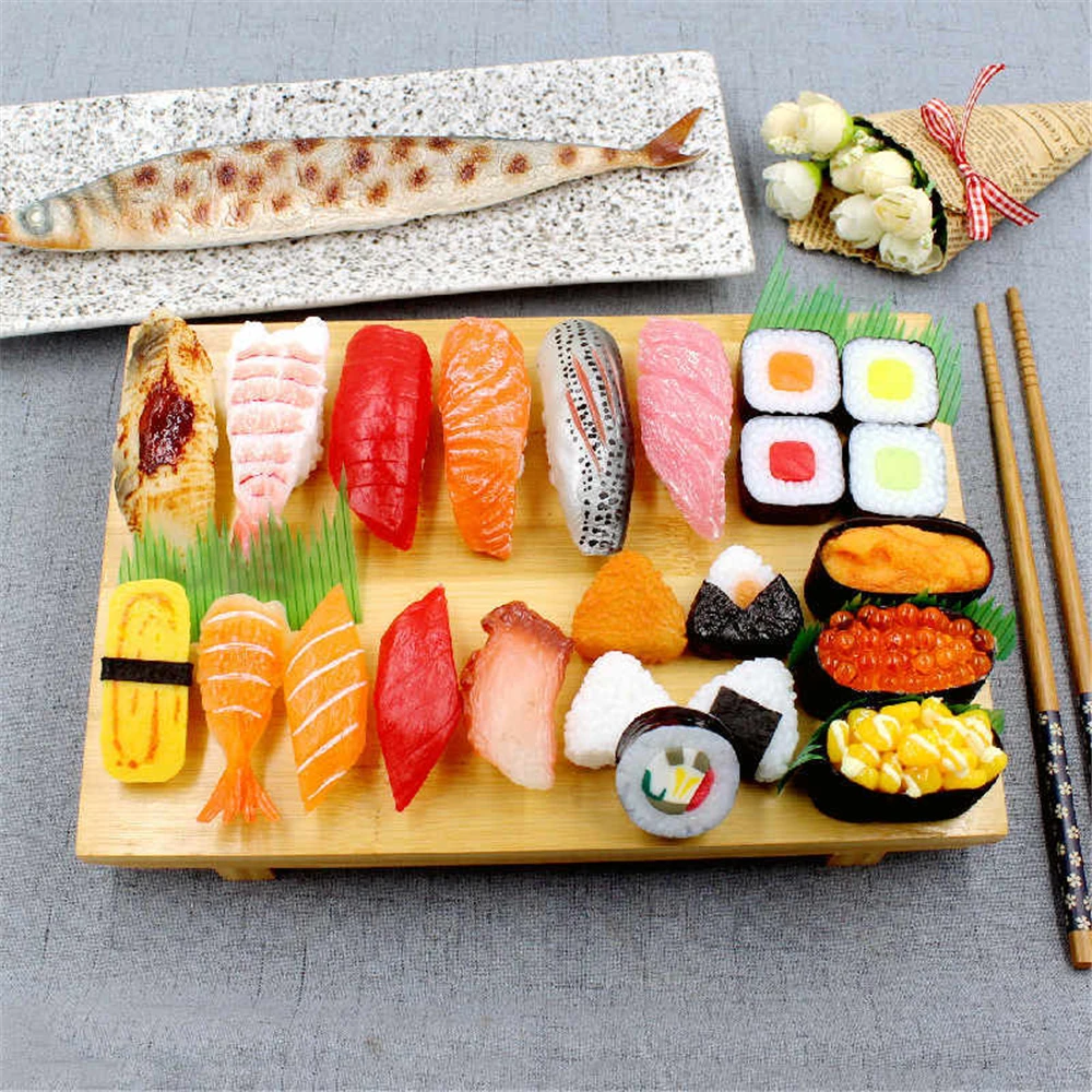 Artificial Food Simulation Zushi Western Sushi Roll Oshizushi Chirashi Temaki Gunkan Maki Nigiri Rice Sashimi Sushi Model