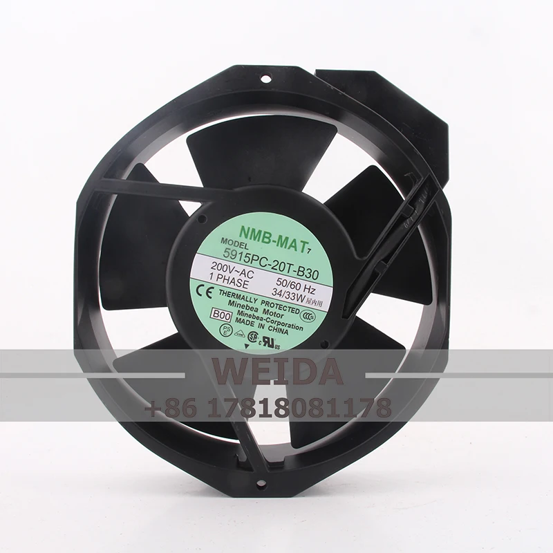 

5915PC-20T-B30 Case Fan Dual Ball Bearing for NMB AC200V 0.21/0.24A ECAC 172X150X38mm 17CM 17238 Inverter Axial Flow Cooling Fan