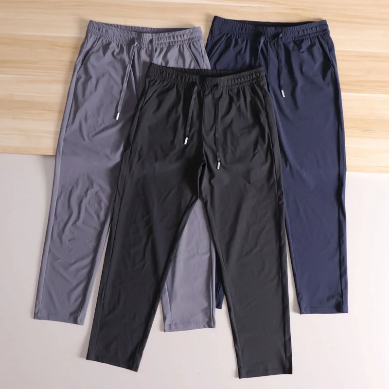 

Ice Silk Cool Qui Dry Thin Outdoor Casual Pants Men's Summer Breathable Elastic Straight Leg Faionable Urban Long Trousers