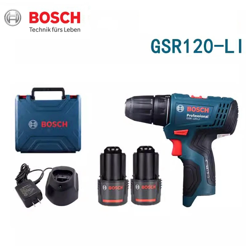 Аккумуляторная дрель Bosch GSR 120 Li, электрическая отвертка с 2 аккумуляторами и регулируемым крутящим моментом для скручивания и сверления