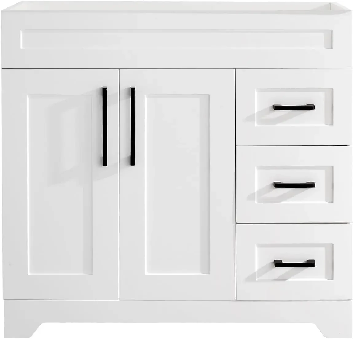 Tocador de baño de 36 pulgadas sin lavabo, gabinete de almacenamiento para baño con 2 puertas de cierre suave y 3 cajones de extensión completa, vestidores