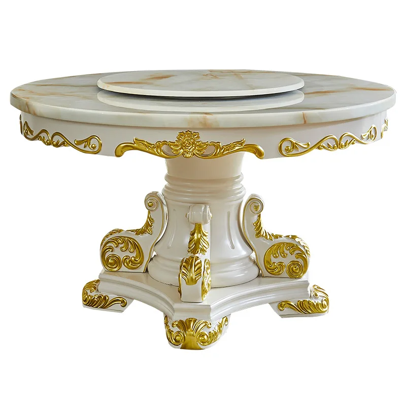 طاولة طعام رخامية أوروبية وكرسي مقاس شقة مطعم مع قرص دوار