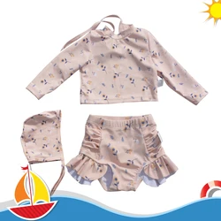 High Quality Fashion Print Swimwear for Girls Swimming Clothing Long Sleeve Beachwear Bathing Suit Two Piece Swimsuit