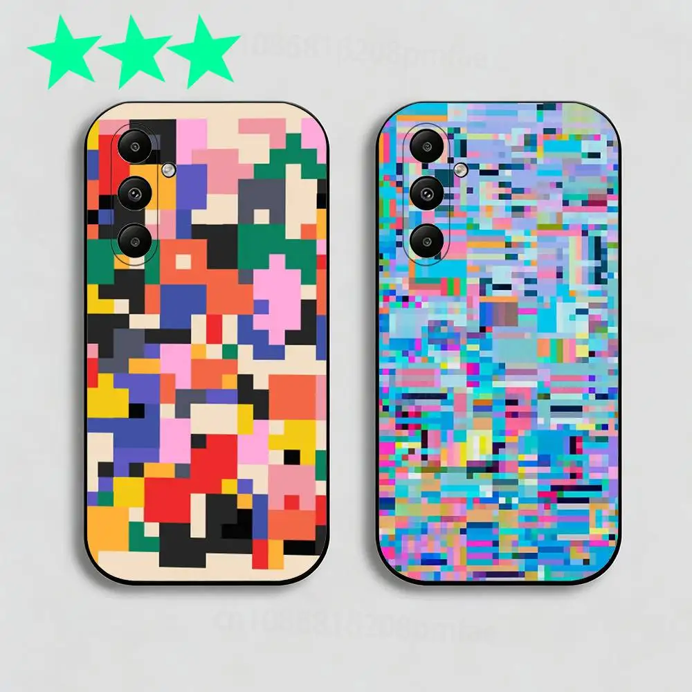 Capa de telefone com padrão de grade colorida para Samsung Galaxy A13,21s,22,31,32,40,52,71,A91 Soft Black Shell