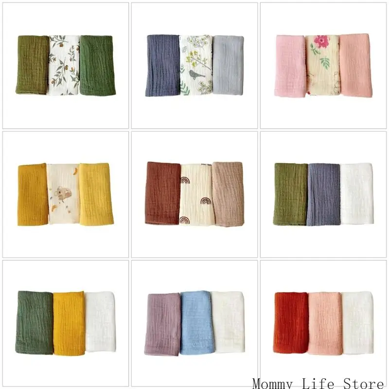 

3 Pieces Soft Cotton Burp Cloths Baby Washcloths Gentle for Newborns Skin
