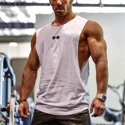Summer Gym Clothing Fitness Mens Open Sides Cut Off Sleeveless T-shirts Dropped Armholes Bodybuilding Tank Tops Workout Vest