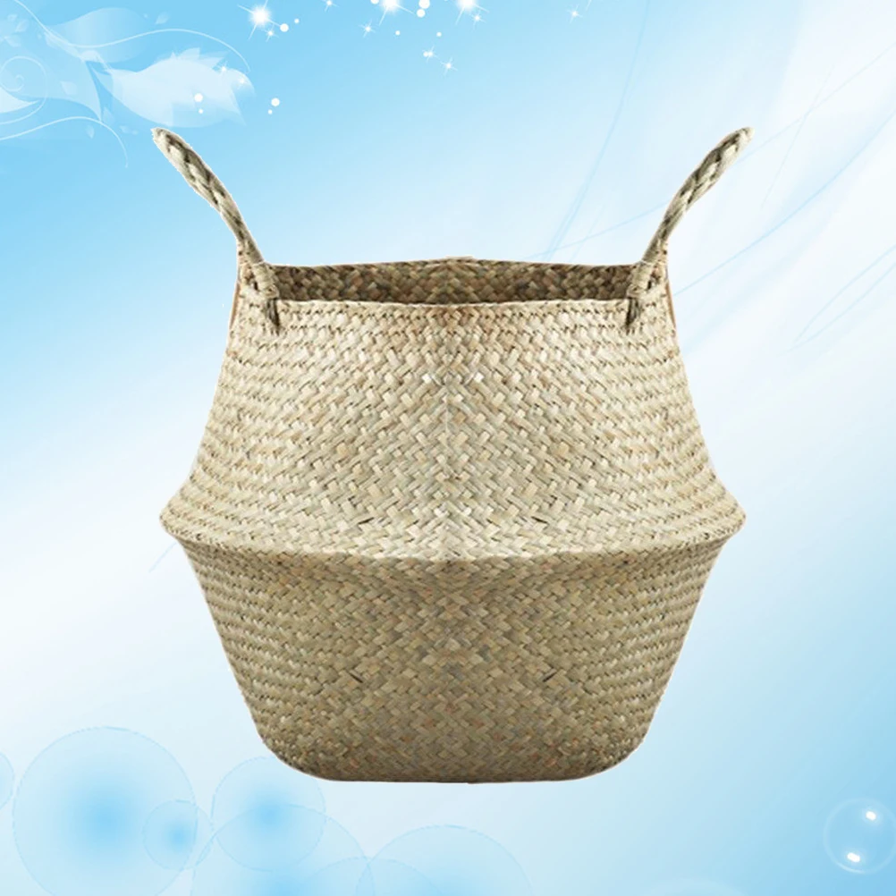 

Natural Seagrass Woven Plant Vase Wood Material Durable Eco-Friendly Portable Storage Basket For Home Decor Bedroom