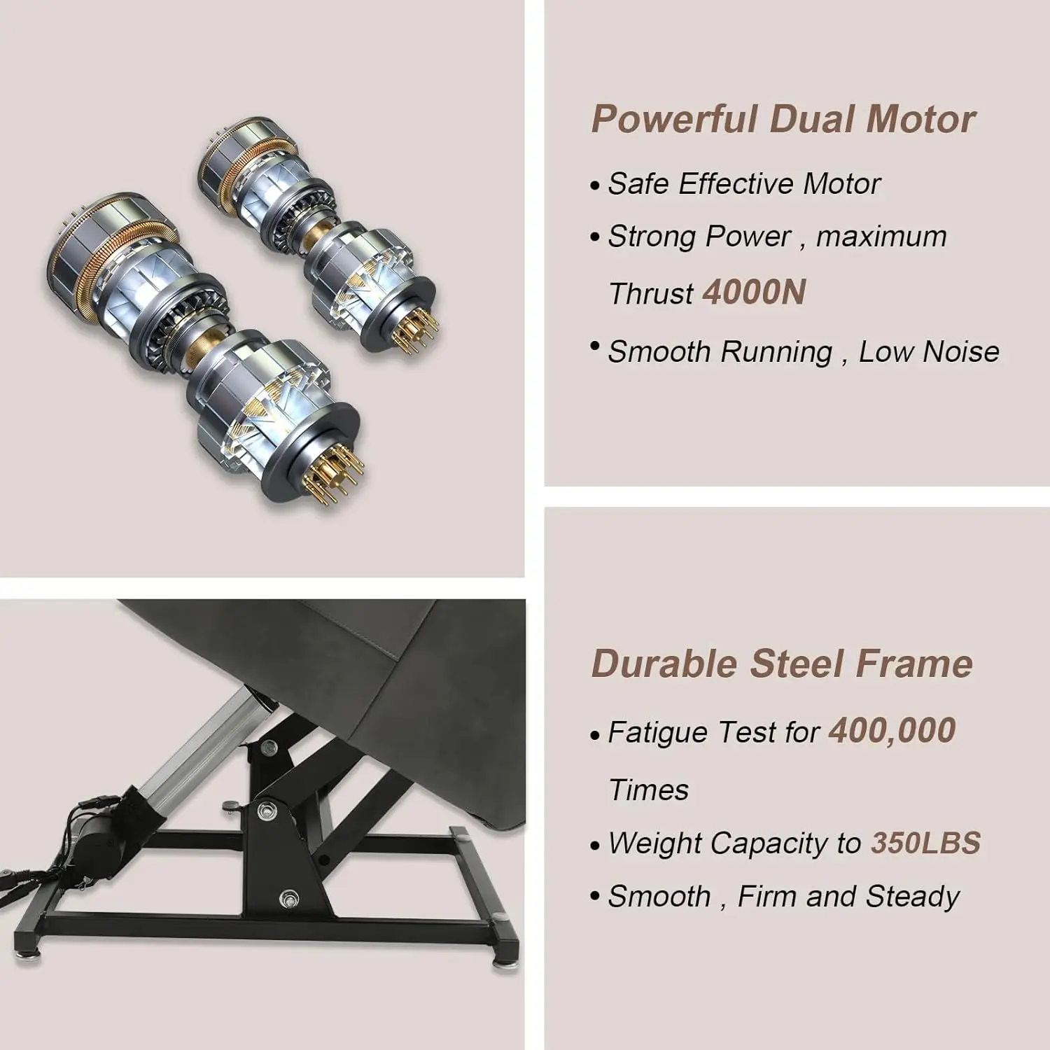 Doppel motor lag flache Stühle Liegen für ältere Menschen und Wärme unendliche Position überfüllte breite Power Lift Liege