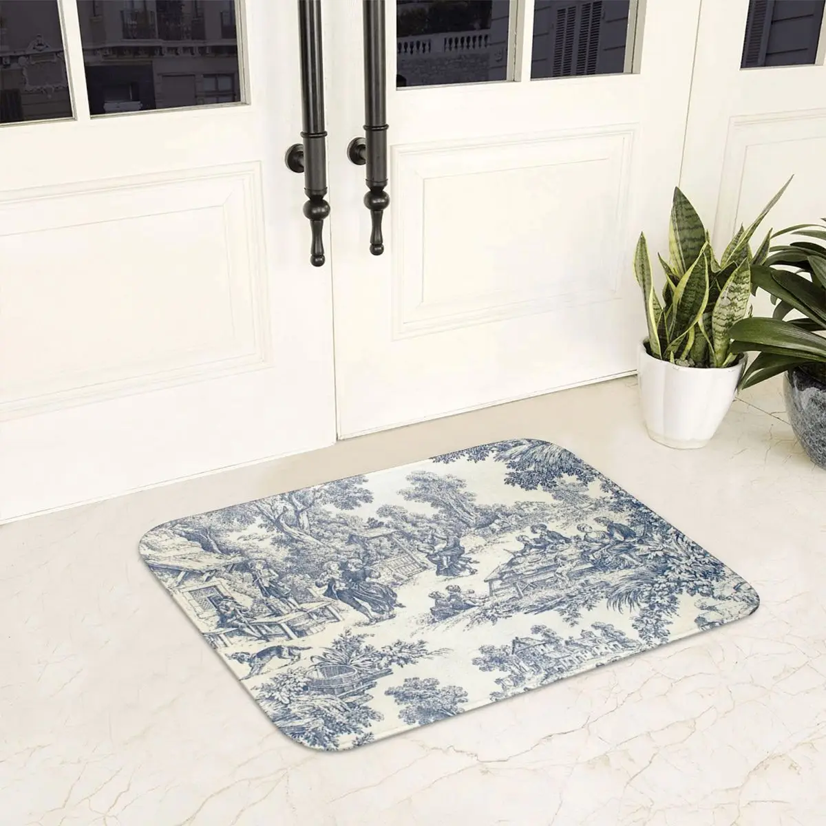 Toile De Jouy Number Anti-slip Doormat Floor Mat Absorbent Mat Carpet Rug for Kitchen Entrance Bathroom Living room Footpad Mats