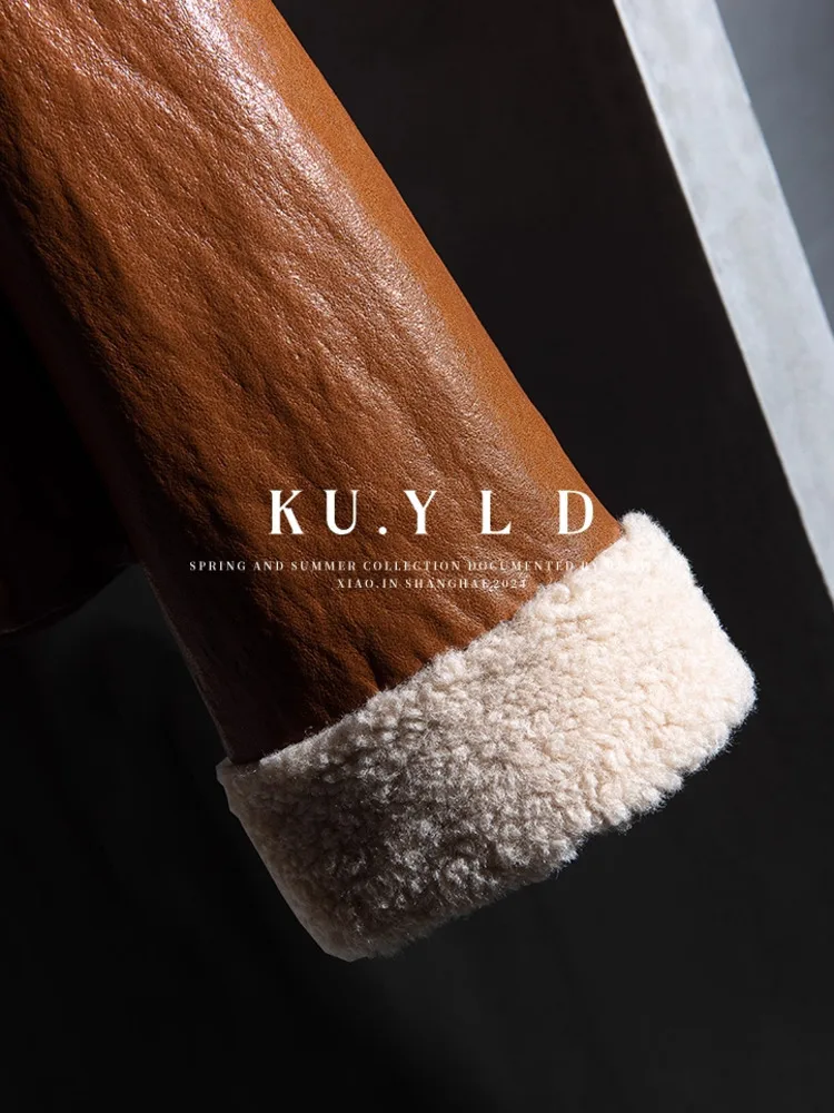 Damska kurtka zimowa w stylu vintage z futra królika, kołnierz z PU, frędzle, oversize, gruba, ciepła, modna, prosta odzież wierzchnia.