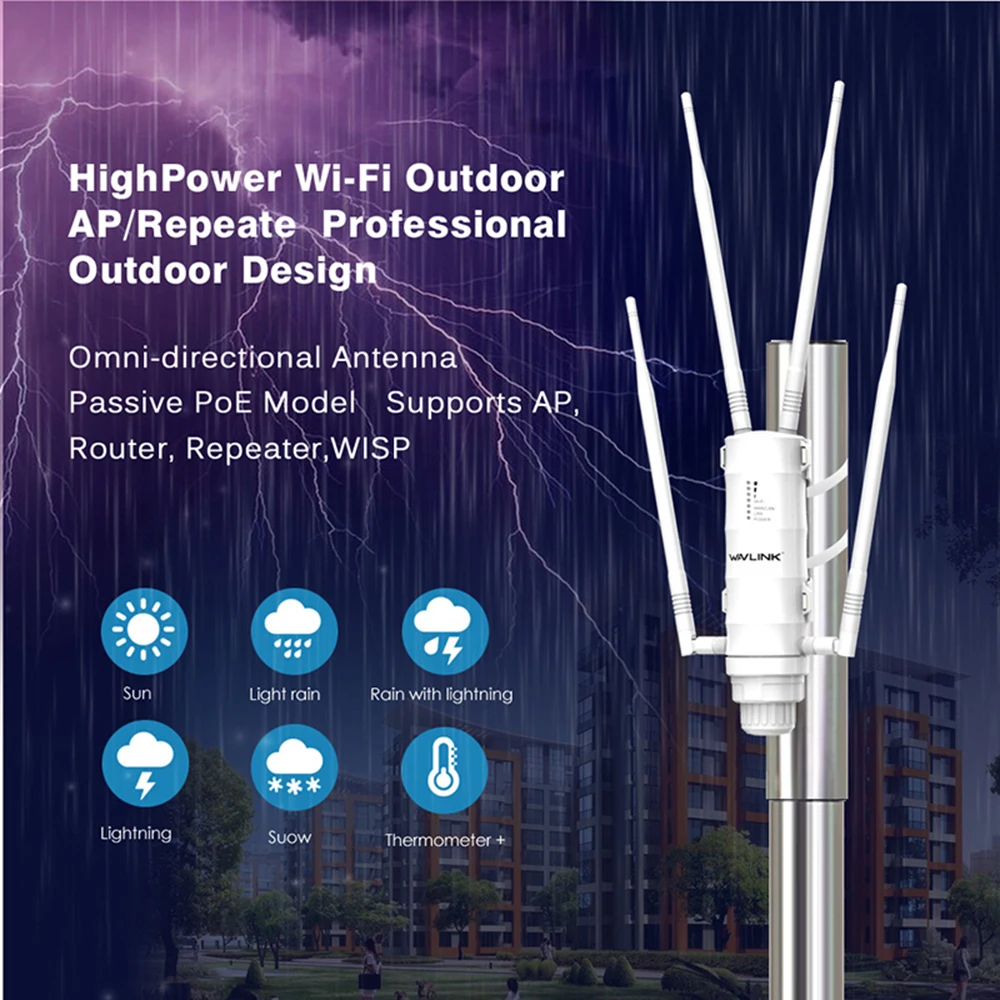 AC1200 Outdoor Access Point WiFi Booster Dual Band 2.4G/5GHz Extender IPX5 Waterproof High Power Wifi Router/Repeater