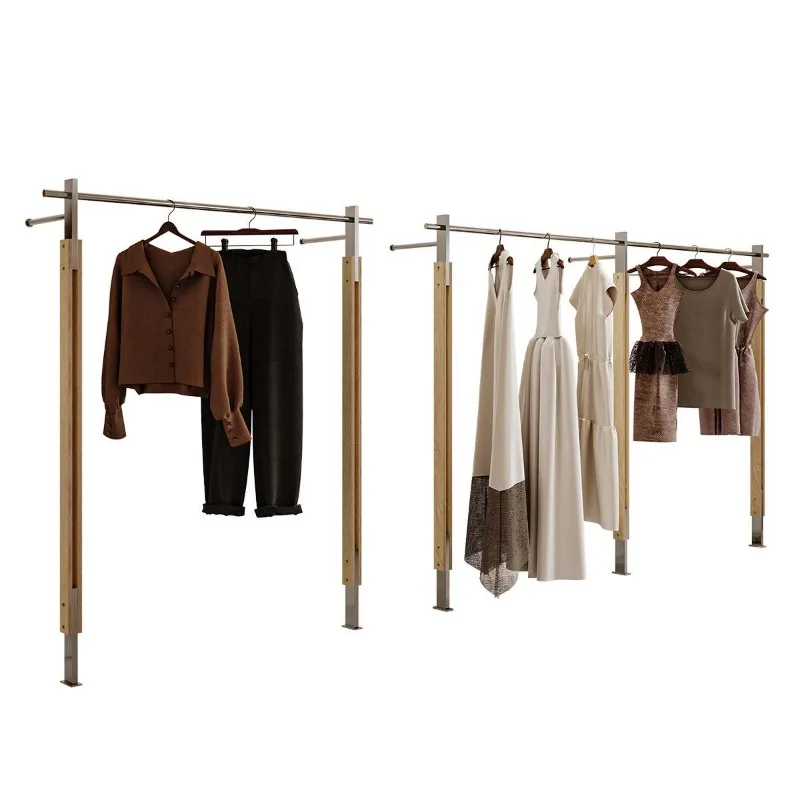 

Clothing store wall display rack floor-to-ceiling log color shelf for women's and men's clothing