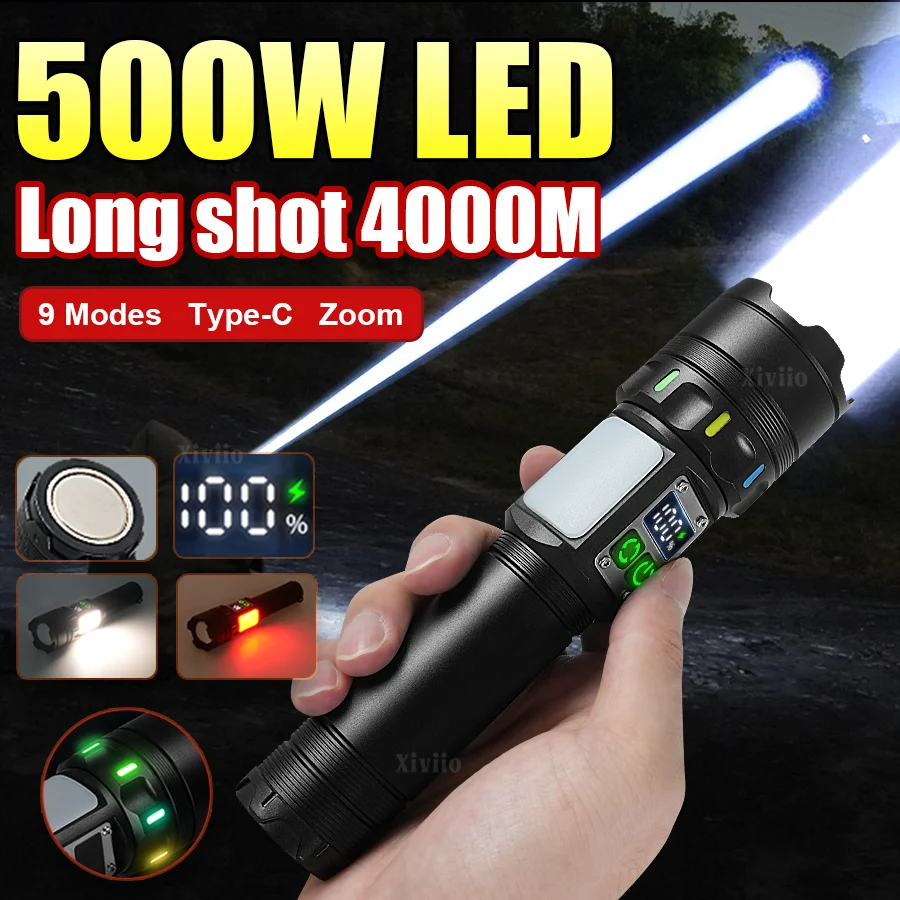 

Новый ультра мощный 500W светодиодный фонарь супер яркий длинный диапазон 4000M аккумуляторный фонарь флуоресцентный фонарь 18650 рыбалка кемпинг экстренные лампы