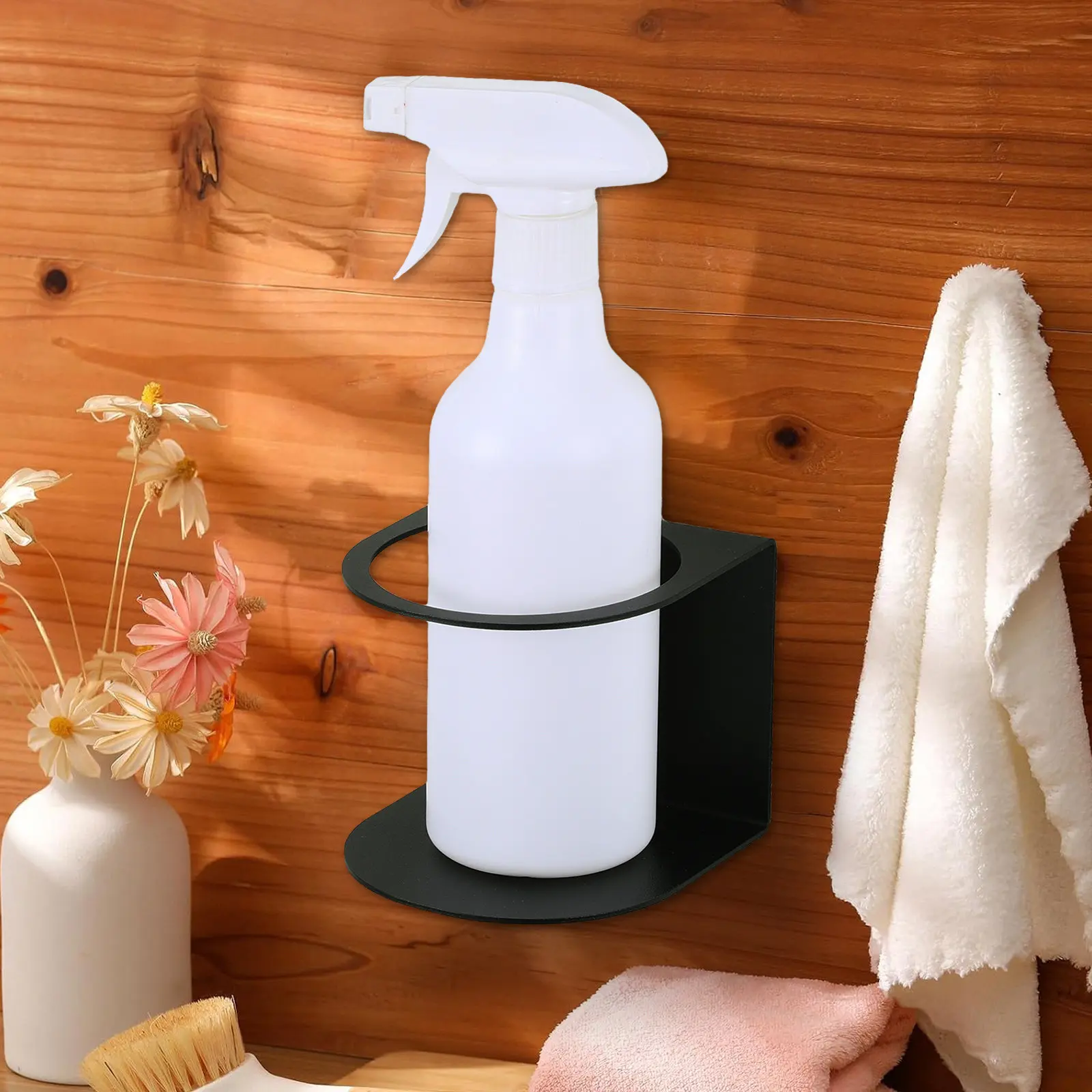 Wall Mounted Spray Bottle Holder Heavy Duty Stainless Steel Rack for Spray Paint Cans Workspace Organizer Easy Install