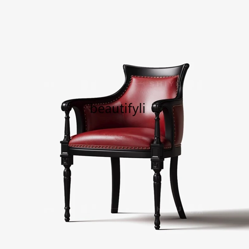 

Designer furniture living room solid wood sofa chair French antique American retro leisure chair