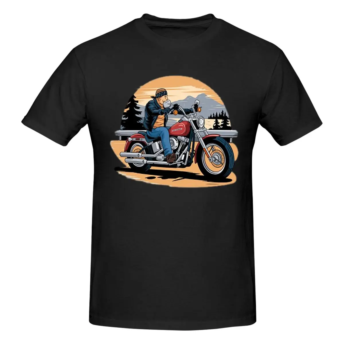 Rocker Doesn't Knock Anything Off The Stool Motorcycle Before Sunset Men T-Shirt Plus Size T Shirts Men's O-Neck Cotton Tees