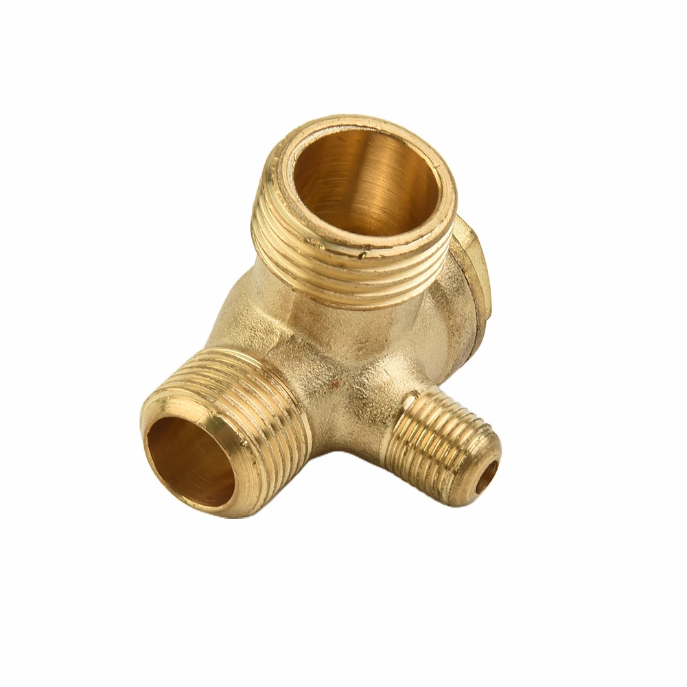 For Air Compressor Thread Connectors Air Compressor Check Valve 3 Port Brass Check Valve Connector Tool Thread Connector Gold