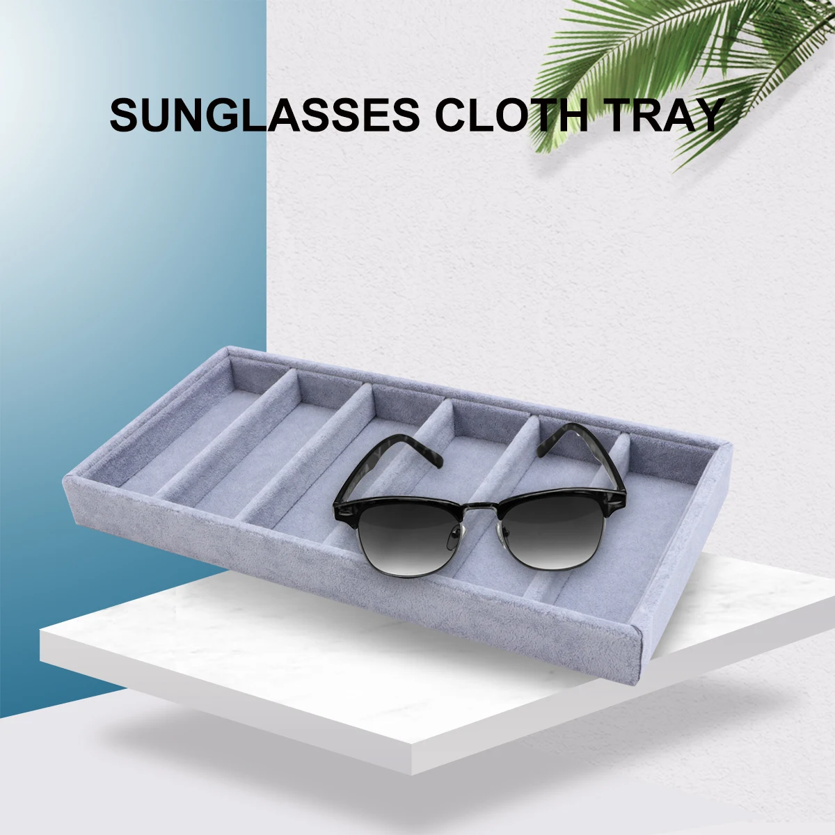 

Cloth Sunglasses Storage Tray Jewelry Display Box Sunglasses Organizer Plate With 6 Compartments Grey