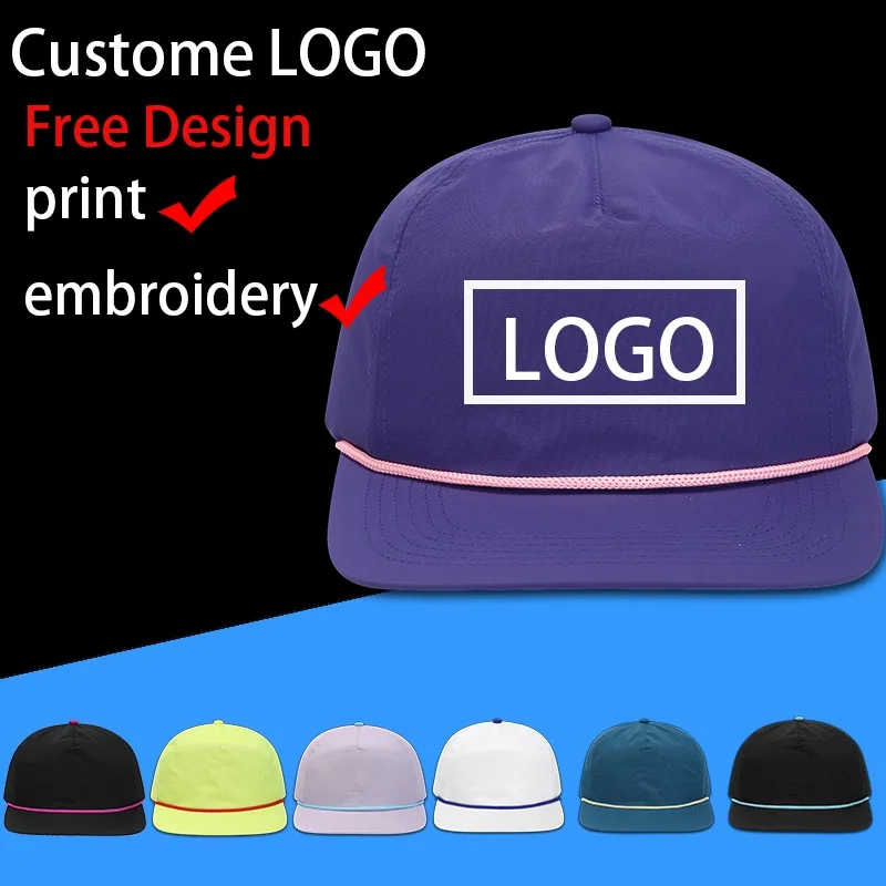 New Custom Printed Embroidered Logo Five-panel Baseball Cap Outdoor Shading Adjustable Men's and Women's Hip Hop Flat Edge Hat