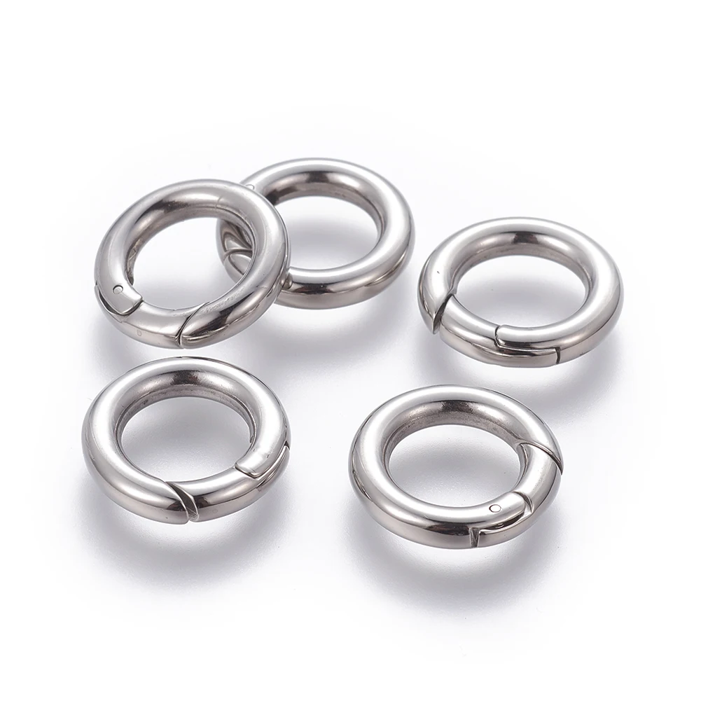 10pcs 304 Stainless Steel Spring Gate Rings O Rings Ion Plating Ring 4 Sizes For Necklace Bracelet Jewelry Making Accessories