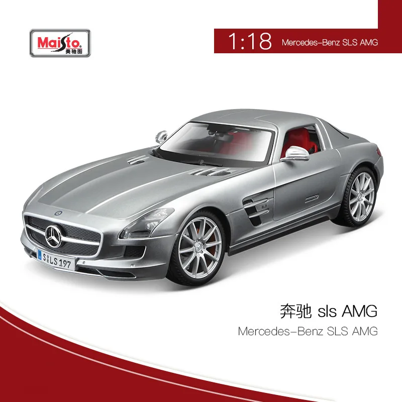 Maisto 1:18 Benz Sls Amg Racing Sports Car Diecast Model Edition Alloy Luxury Vehicle Collection Decoration Cars Model Car Gifts