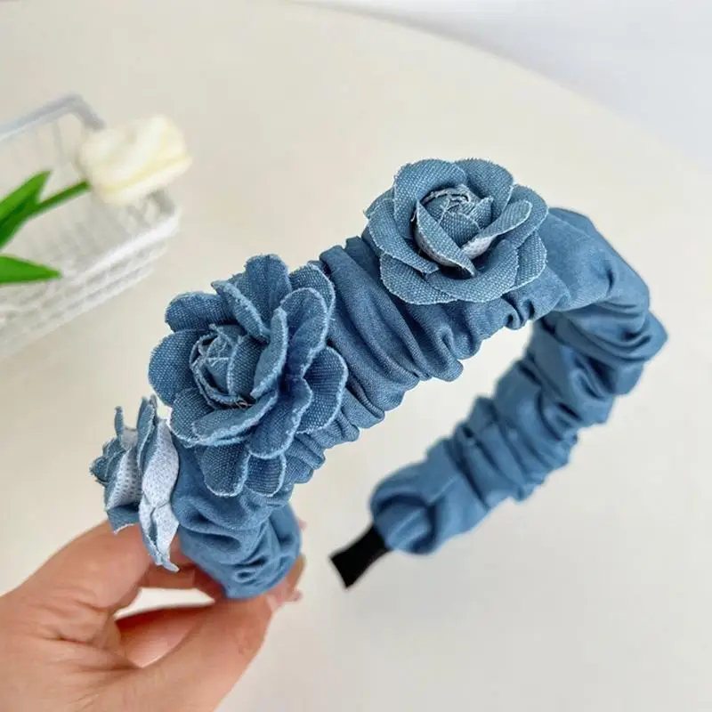 

31BB Blue Flower Headband for Girl Ladies Hairband for Spa Headband Hair Accessories