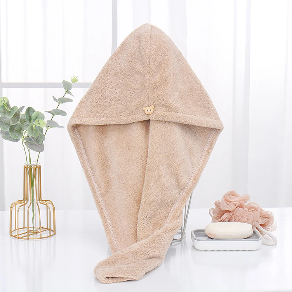 1PCS Magic Microfiber Hair Towel Fast Drying Dryer Towel Women Embroidered Coral Velvet Wrap Head Absorption Water Bath Hat