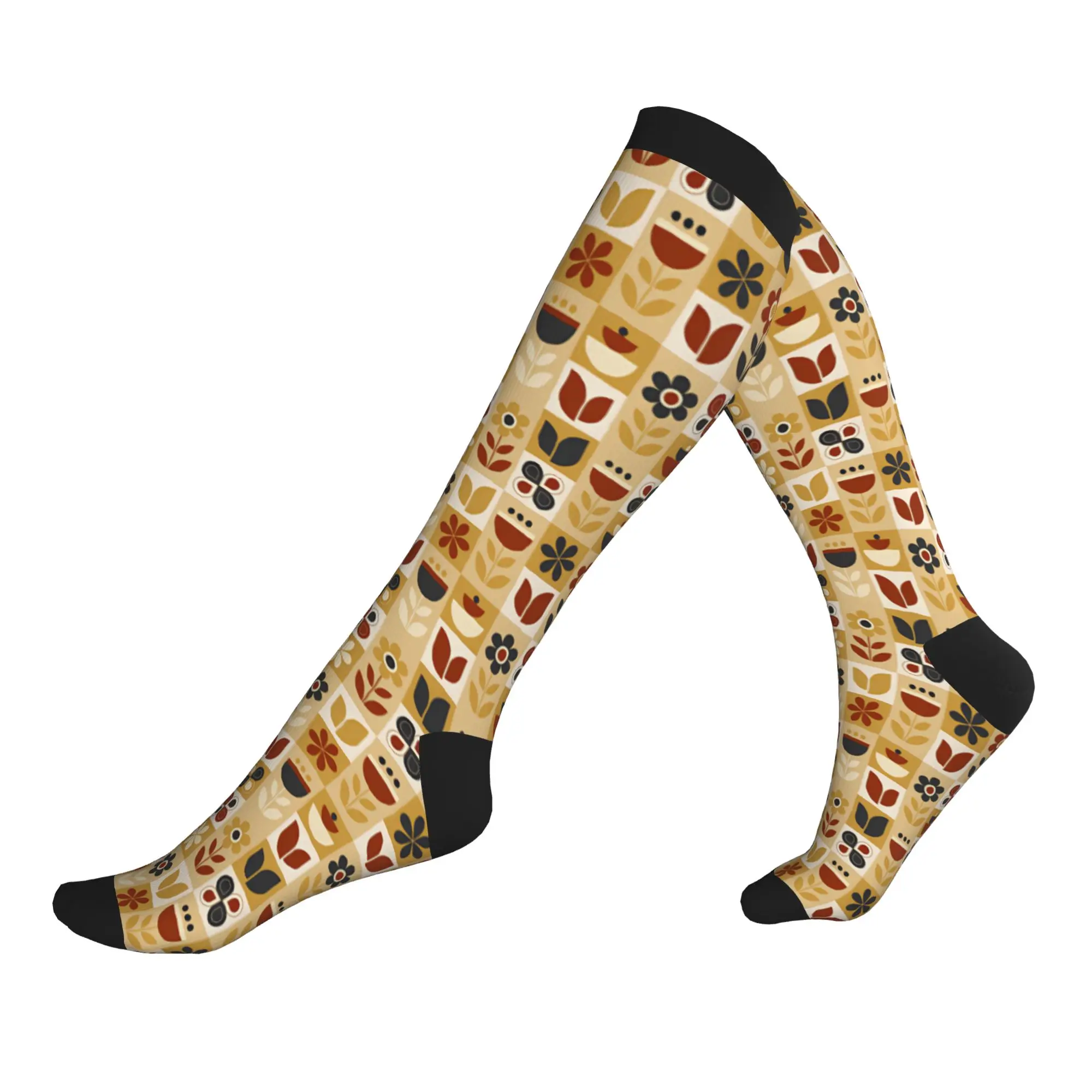 

Fun Men's Orla Kiely Flower Scandinavian Geometric Style Dress Socks Unisex Warm Breathbale 3D Printed Sports Compression Socks