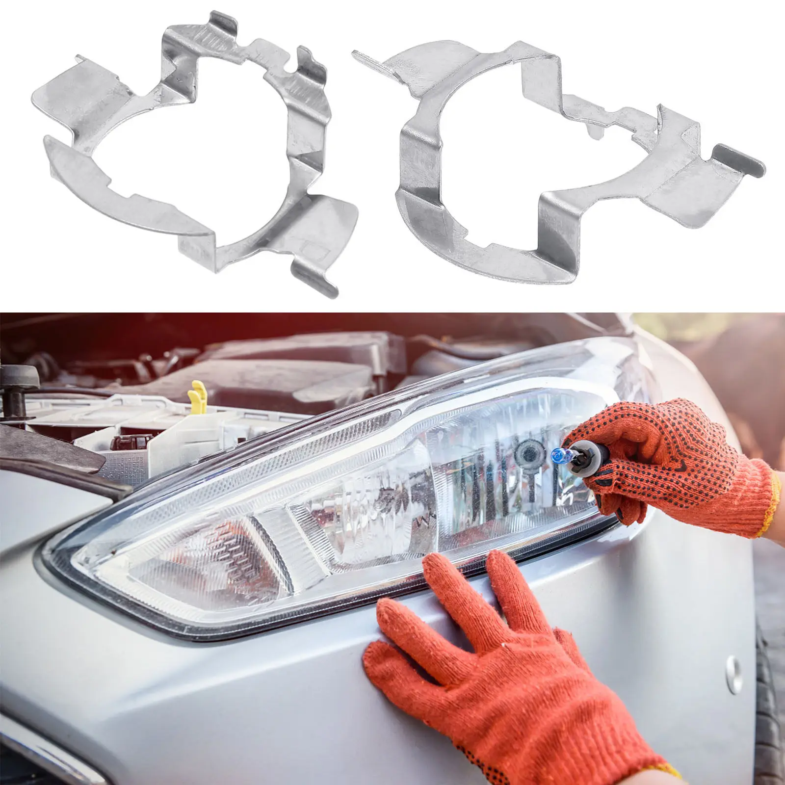 

Комплект из 4 держателей для автомобильных светодиодных ламп H7 из нержавеющей стали, адаптеры-фиксаторы, простая установка, замена патрона лампы