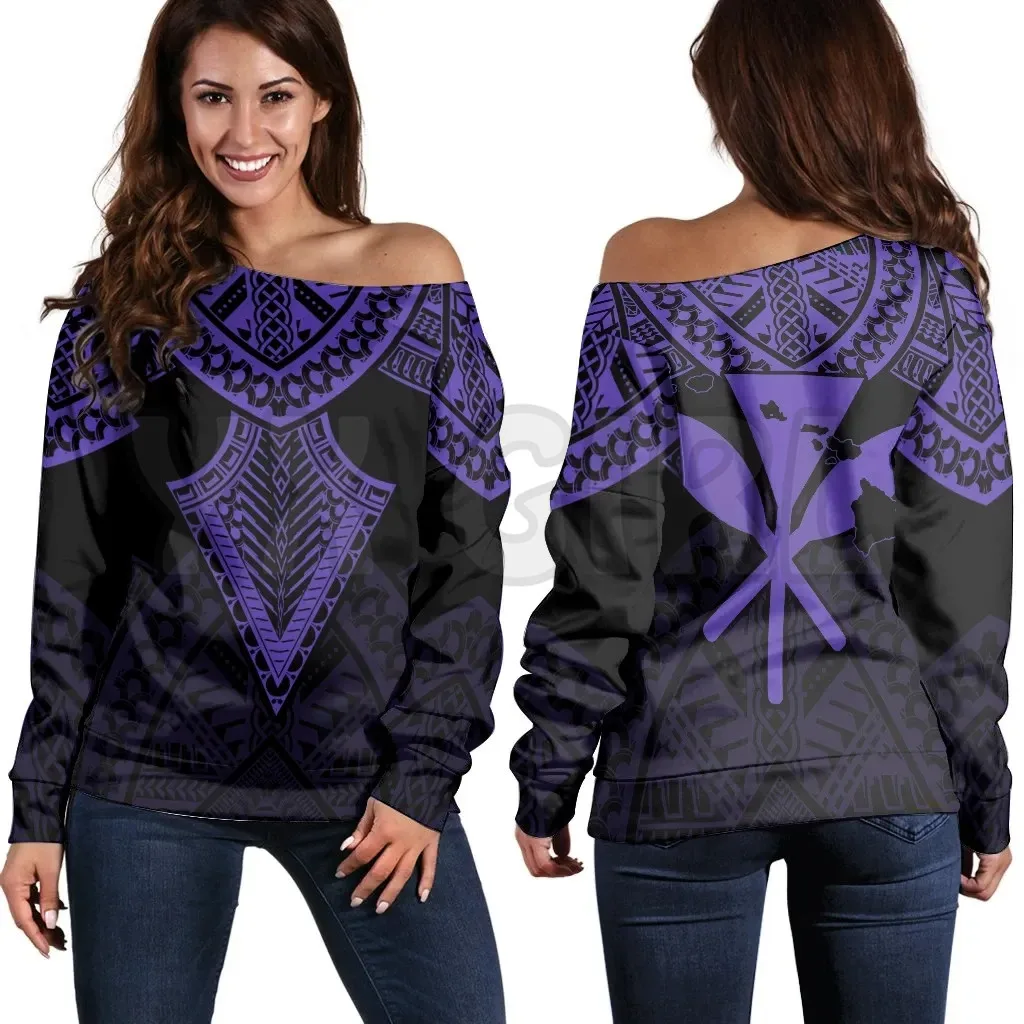 YX GIRL  Hawaii Polynesian Limited   3D Printed Novelty Women Casual Long Sleeve Sweater Pullover