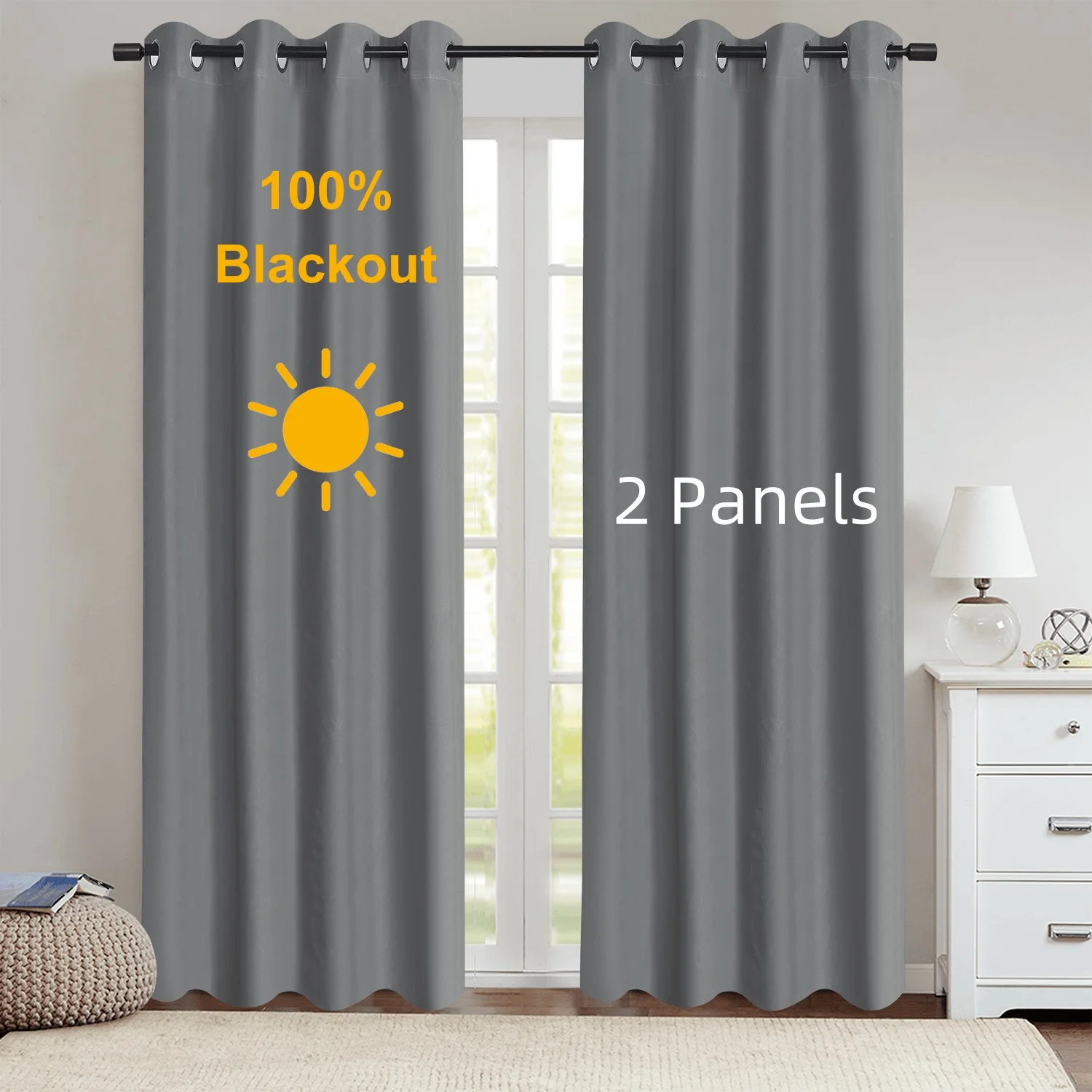 

2pcs Modern 100% Blackout Curtain with Coated Lining, Curains for Bedroom, Living Room, Dining Room, Bathroom, Home Decor