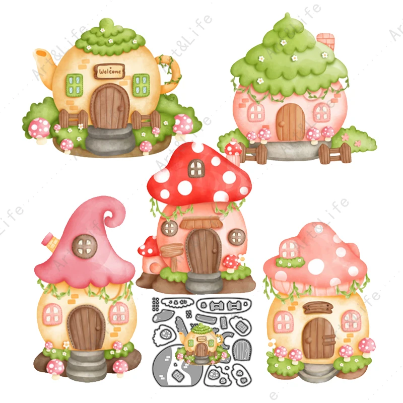 2022 Hot New Mushroom House New Arrival Metal Cutting Dies Stencils Making Scrapbooking Album Festival Cards Embossing Die Cut