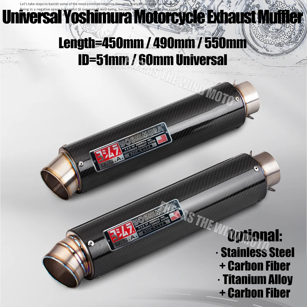 

Universal 51mm 60mm Longer Yoshimura Titaniium Alloy Motorcycle Exhaust Muffler Escape for Motorcycle Exhaust Modified Parts