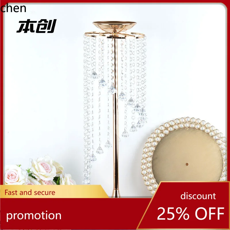 

YFY golden aisle runner artificial flower vase iron art crystal candlestick wedding props decoration ornaments