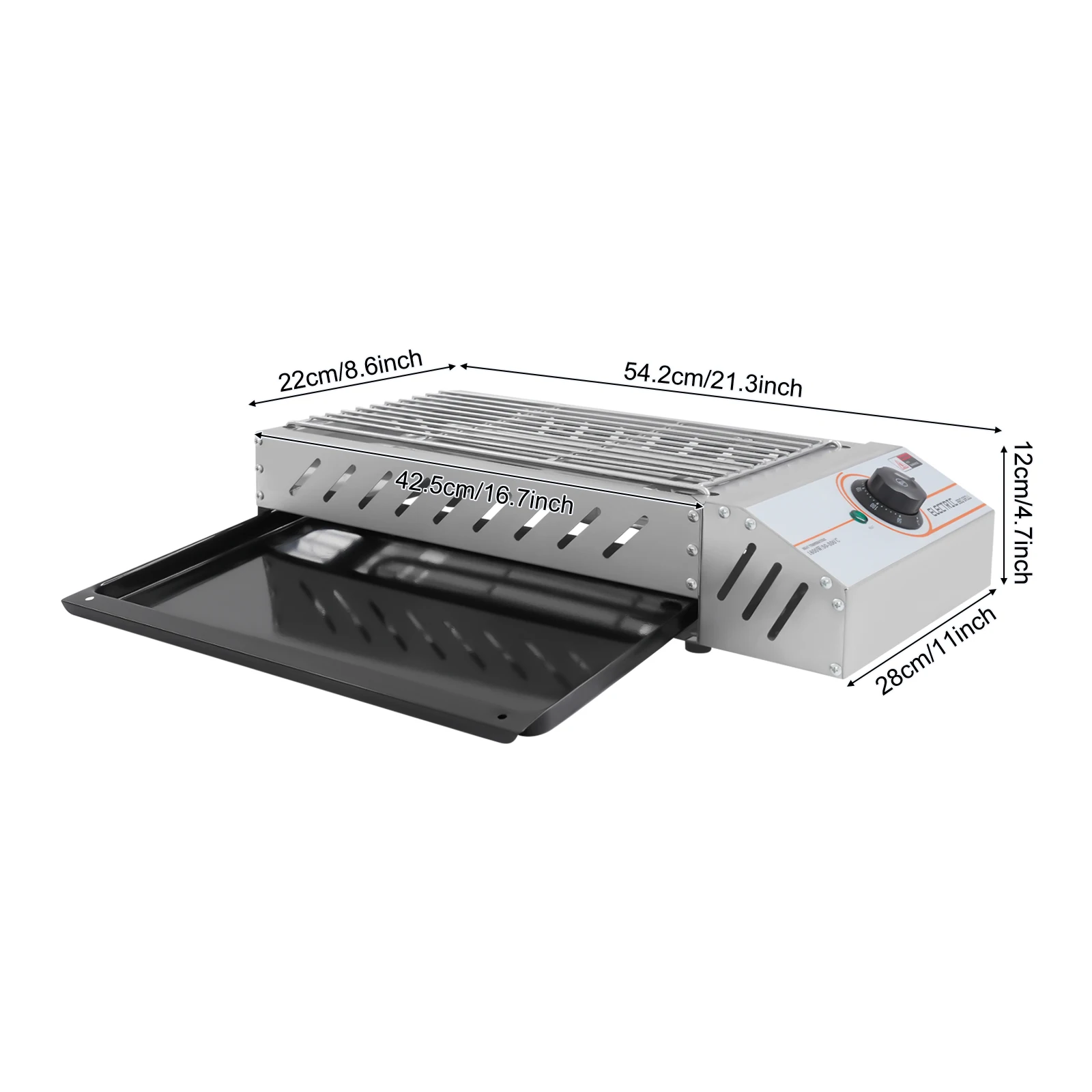 Electric Barbecue Grill 110V 1800W U-shaped Heating Tube 122-572°F Adjustable Temp Stainless Steel Countertop BBQ Griller Adjustable Temp Indoor Electric Griddle For Home Patio Backyard