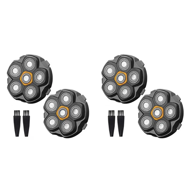 

【SUPERDEALS】4 Pcs 6 Blade Magnetic Replacement Shaving Head, Washable Shaver Blade Heads Replacement For Head Shaver Razor For M