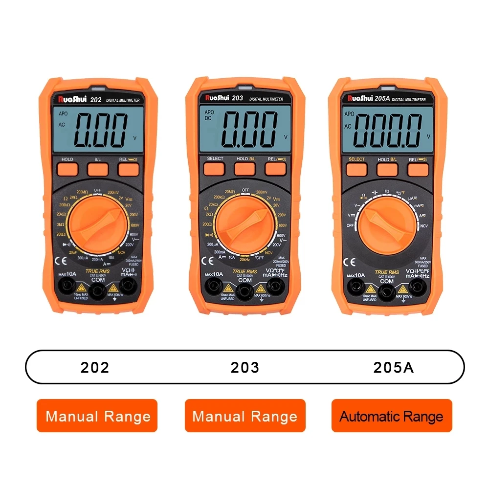 Multimetro Ruoshui Digital AC/DC NCV 6000 Count True RMS ℃/F Auto Range Tester misuratore di tensione Flash retroilluminazione grande schermo LCD
