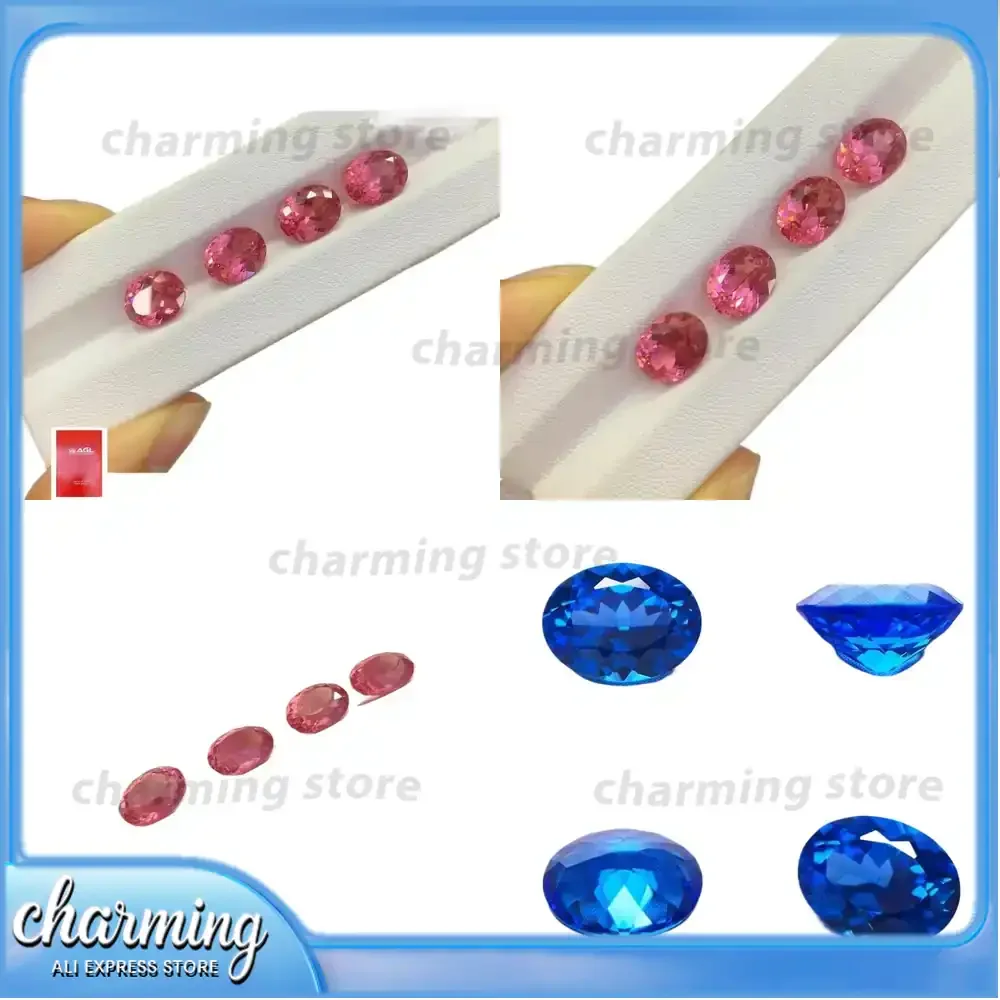 

Lab Grown Sapphire Oval Cut Fire Lotus Gemstone for DIY Jewelry Making Rings Necklaces Lab Created Sapphire Synthetic
